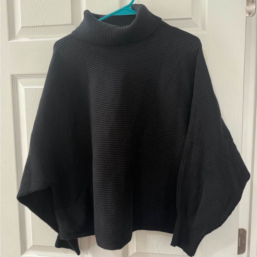 Women's Black Ribbed Turtleneck Sweater